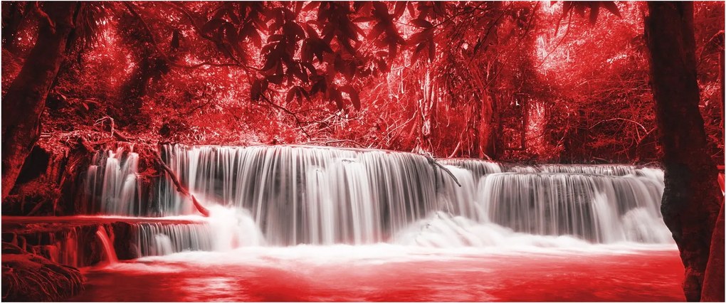 Kép - Vízesés, piros (120x50 cm)