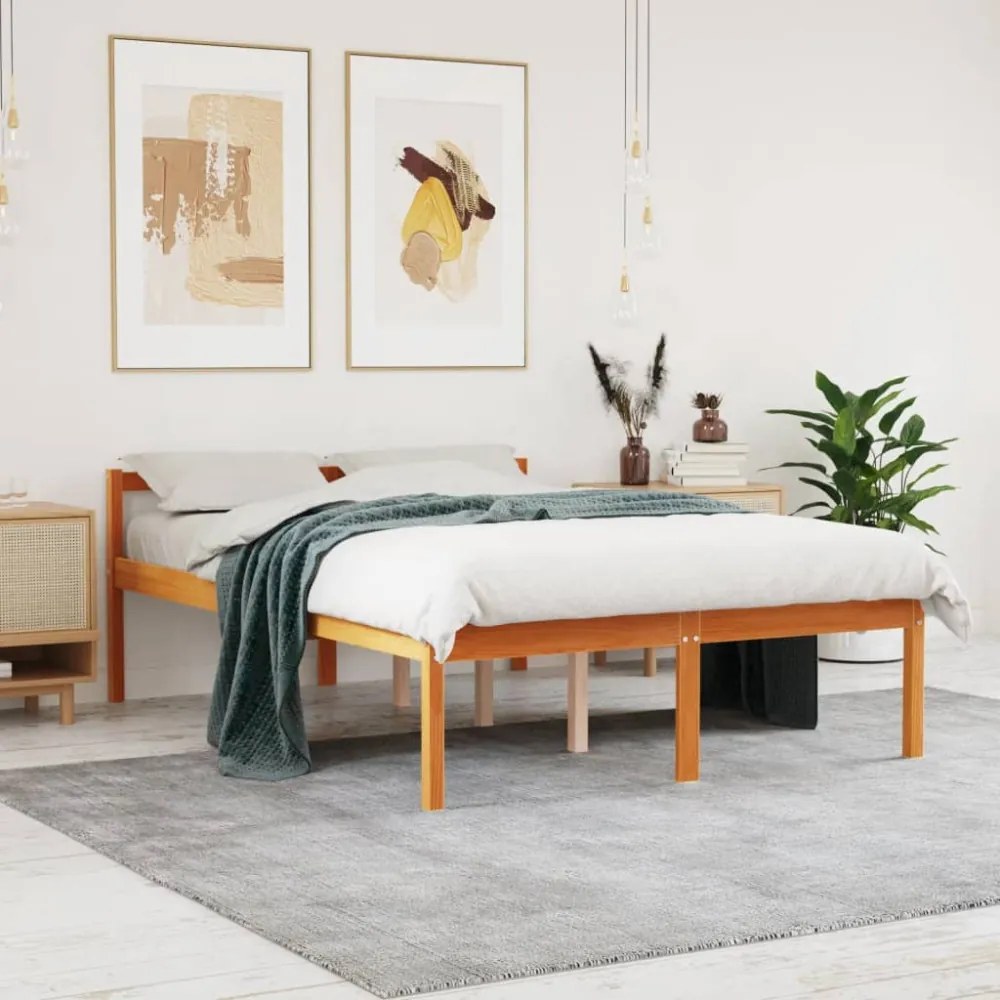 viaszbarna tömör fenyőfa időseknek való ágy 120 x 200 cm