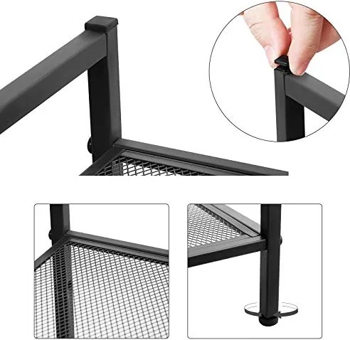 3 szintes cipőtartó, egymásra rakható fém cipőtároló 9-12 pár cipő számára, fekete