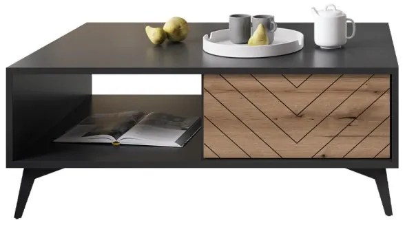 Kávésasztal DIAMOND 40x104 cm fekete/barna