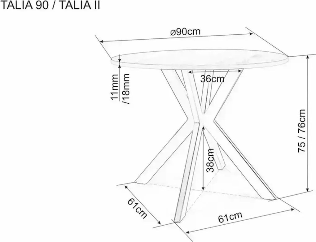 Kerek étkezőasztal TALIA 90 cm kerámia travertin asztallappal, bézs