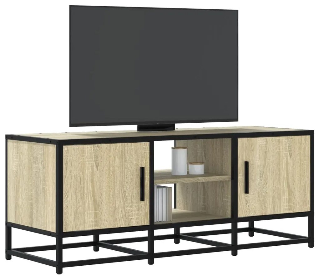 sonoma tölgy színű szerelt fa és fém TV-szekrény 100x35x41 cm