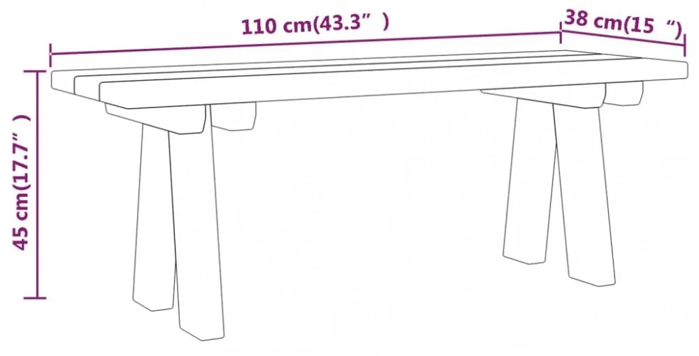 impregnált tömör fenyőfa kerti pad 110 cm