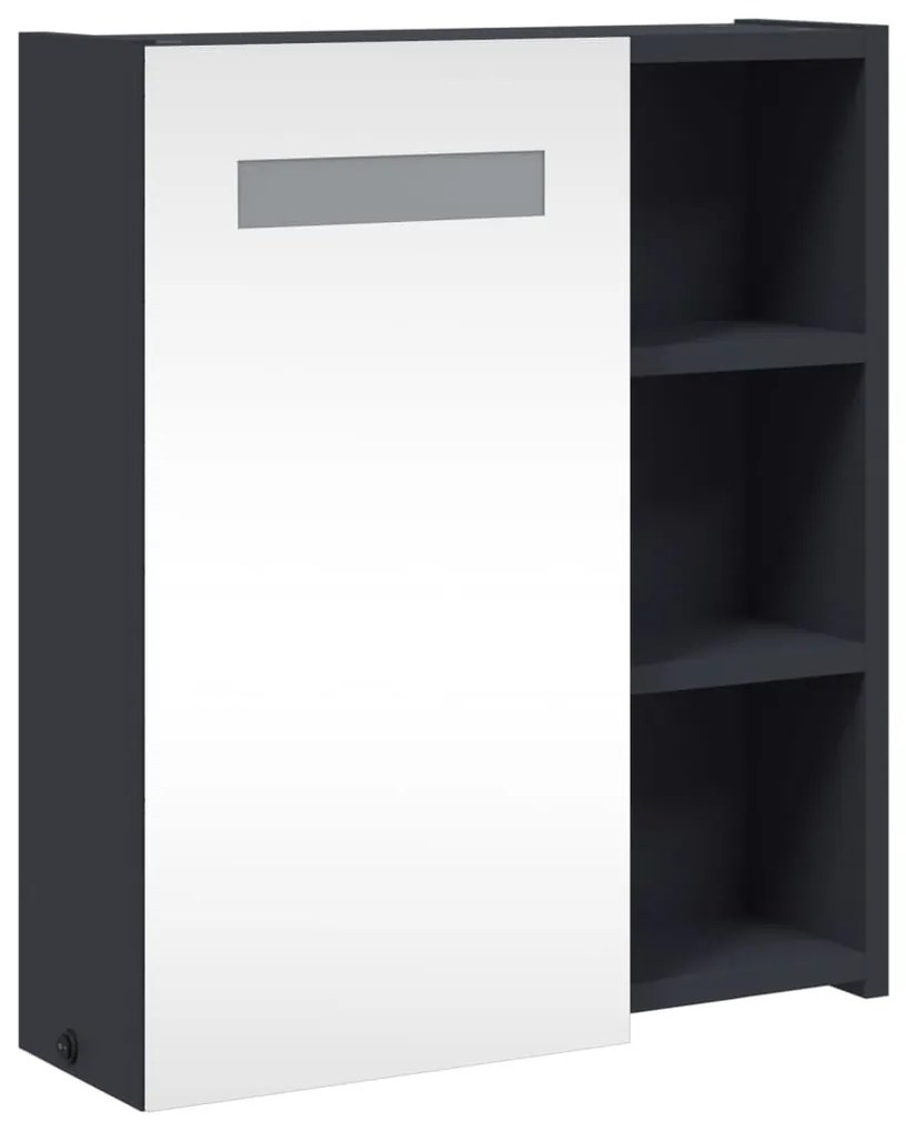szürke tükrös fürdőszobaszekrény LED-del 45 x 13 x 52 cm