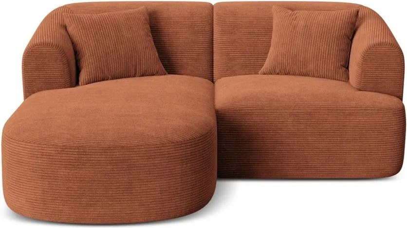 Terrakotta színű kordbársony sarokkanapé (bal oldali-heverő résszel) Campi – Cosmopolitan Design