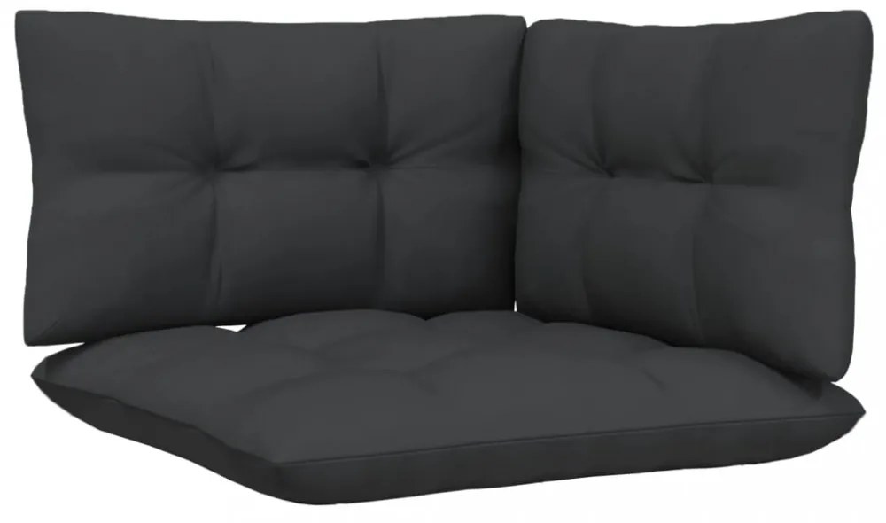 5 részes fenyőfa kerti ülőgarnitúra antracitszürke párnákkal