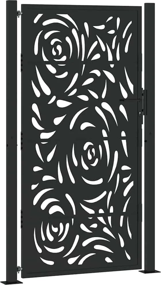 vidaXL fekete acél kerti kapu lángmintával 100x175 cm