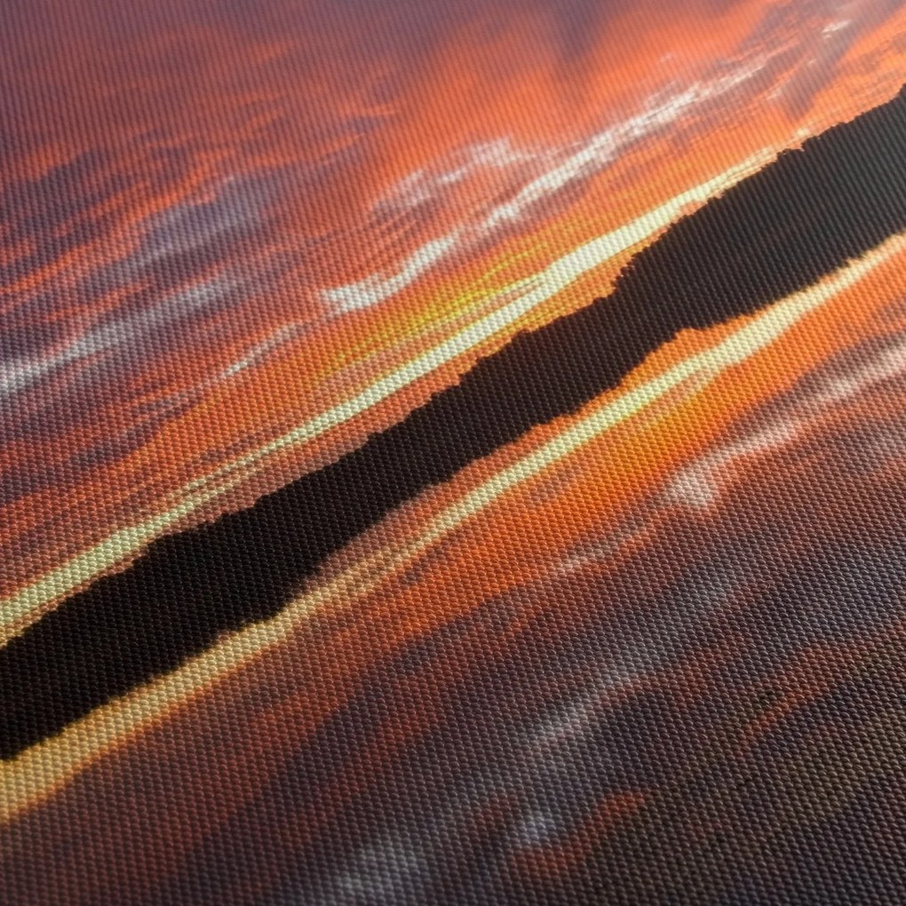 Kép - Naplemente a tó felett (órával) (90x30 cm)