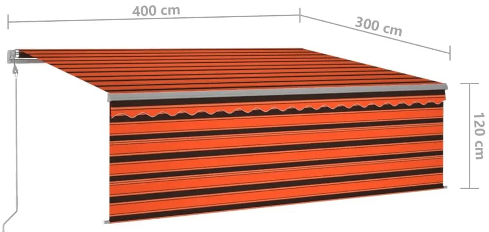 automata redőnyös, LED-es, szélérzékelős napellenző 4x3 m