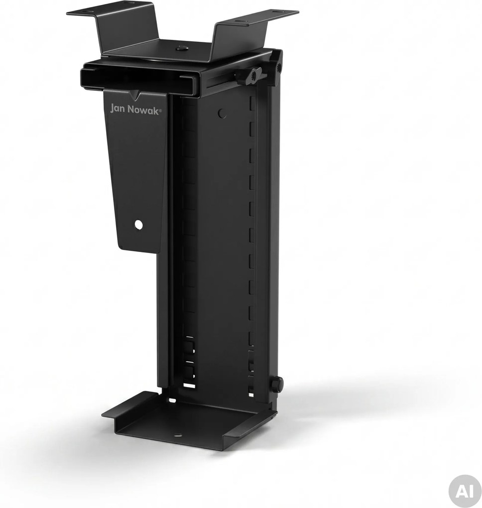 Számítógép tartó az íróasztal alá, állítható, fém, fekete: PC HOLDER