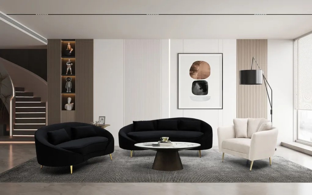 Kanapé 3 személyes oslo párnákkal fekete 185x84x68cm