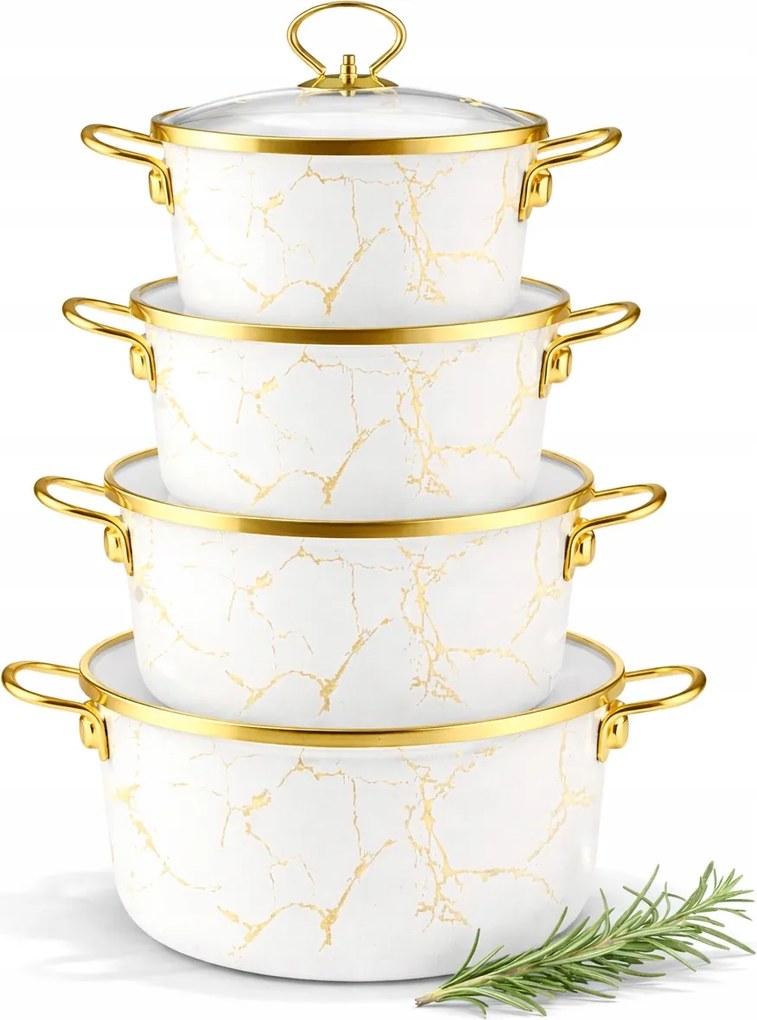 Zománcozott indukciós edénykészlet Arany fogantyúk 10 részes