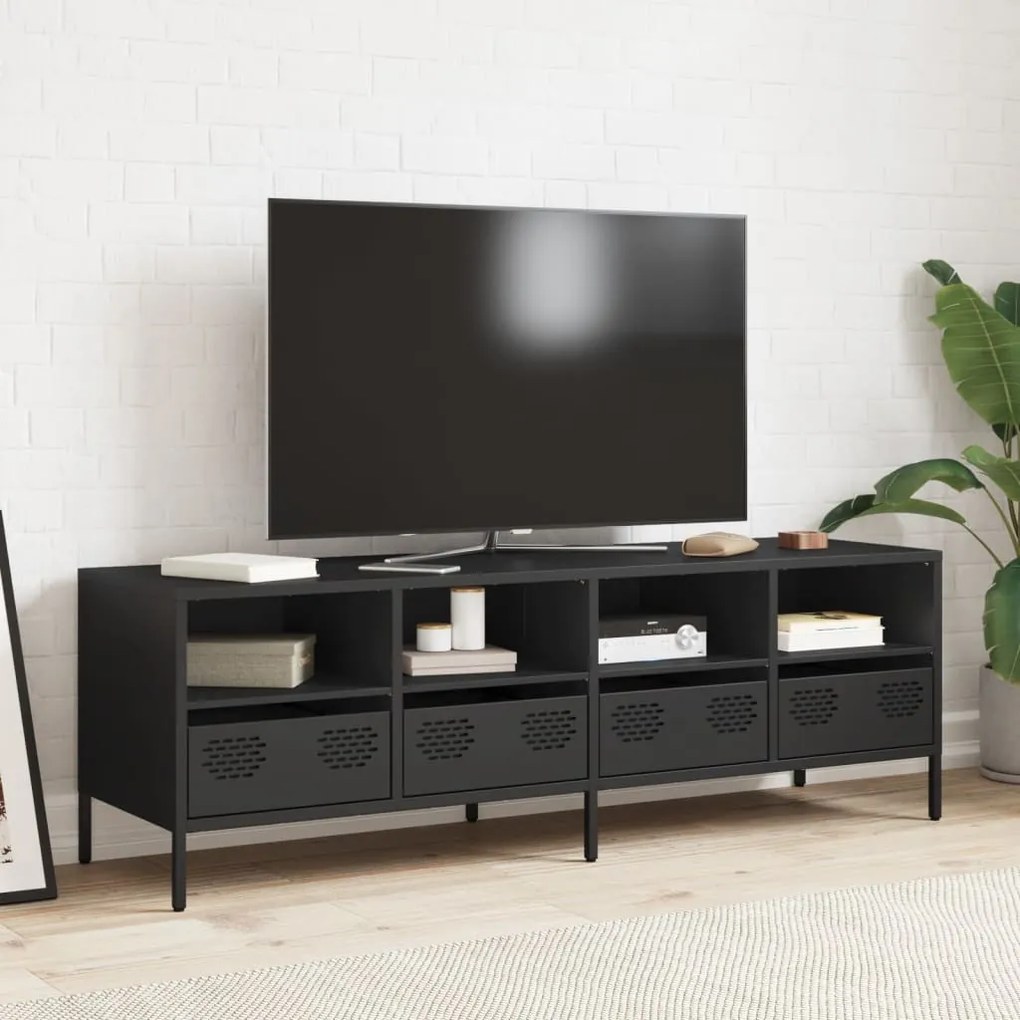 fekete hidegen hengerelt acél TV-szekrény 135 x 39 x 43,5 cm