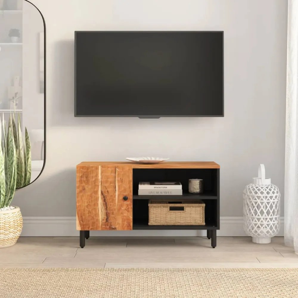 tömör akácfa TV-szekrény 80x33x46 cm