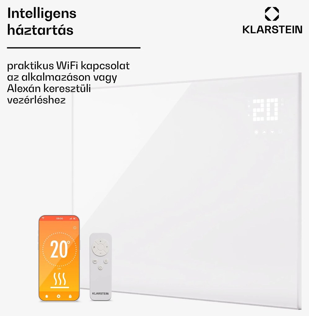 Klarstein Wonderwall Smart Bornholm, infravörös hősugárzó, 120 x 80 cm, 980 W, applikáció