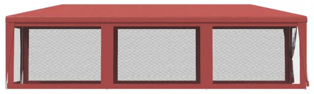 piros HDPE rendezvénysátor 8 hálós oldalfallal 3x9 m