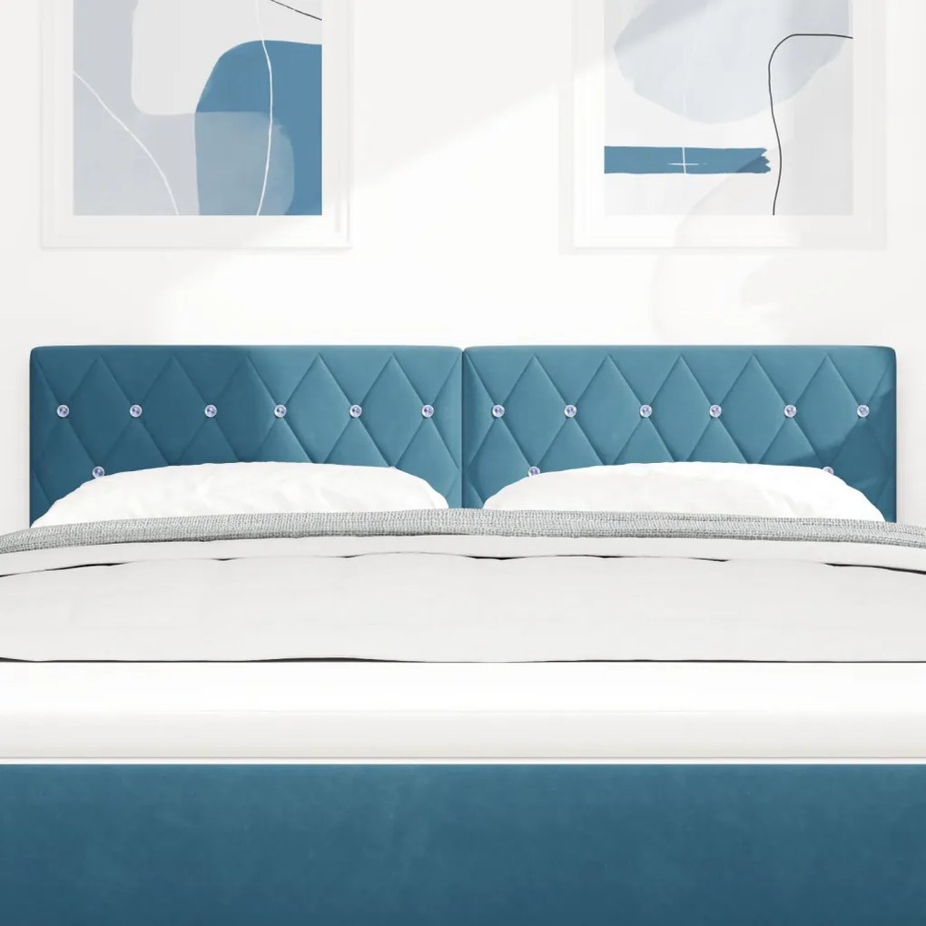 Fejtámla Kristálygombos Tűzött Sötétkék 140 cm Velvet