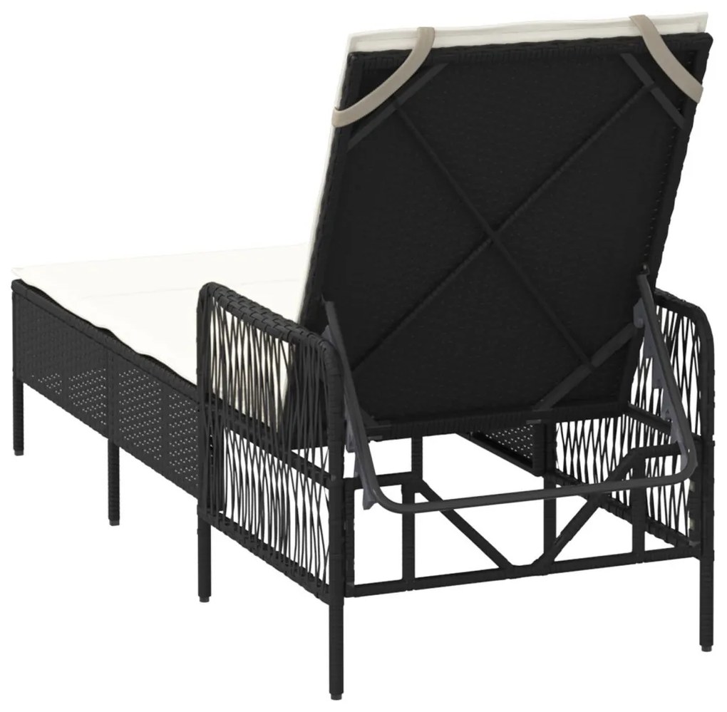 napozóágy Fekete és krém szín PE Rattan 157 x 55 x 92 cm