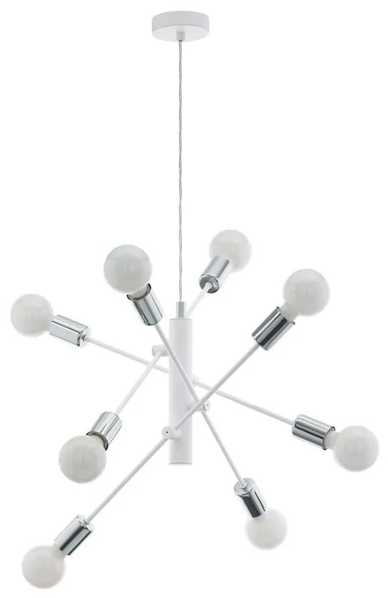 Eglo 98017 - Csillár zsinóron GRADOLI 8xE27/60W/230V fehér