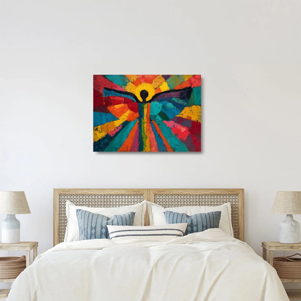 Üveg kép - Festett angyal (70x50 cm)