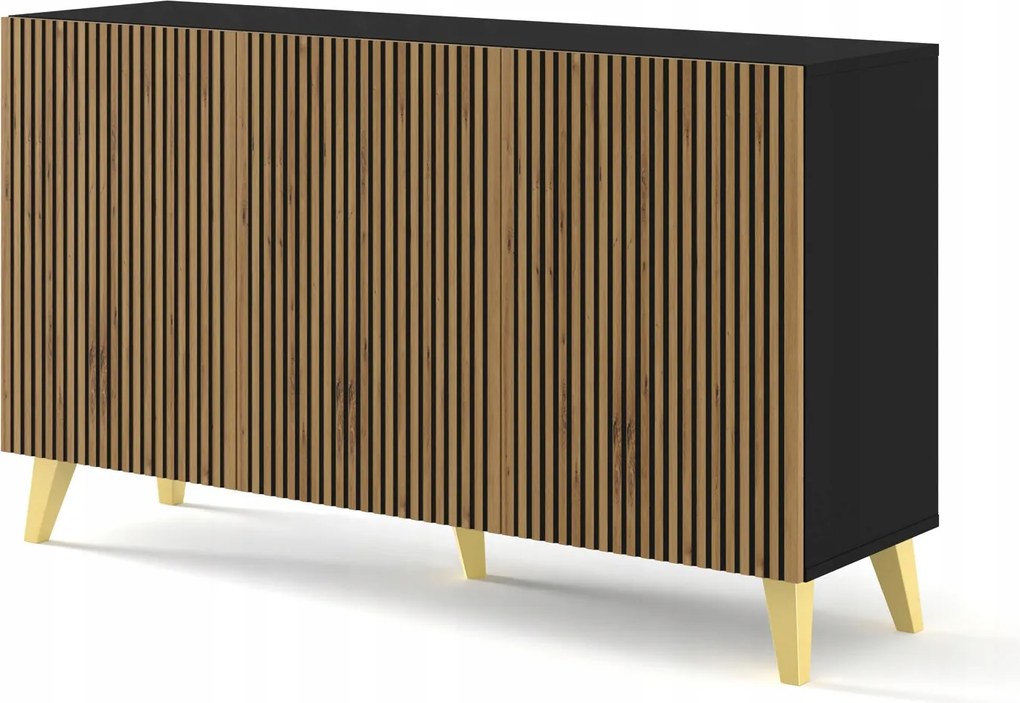 Ravenna komód F 150 cm 3D fekete matt tölgy artisan mart frontok Ufpzl