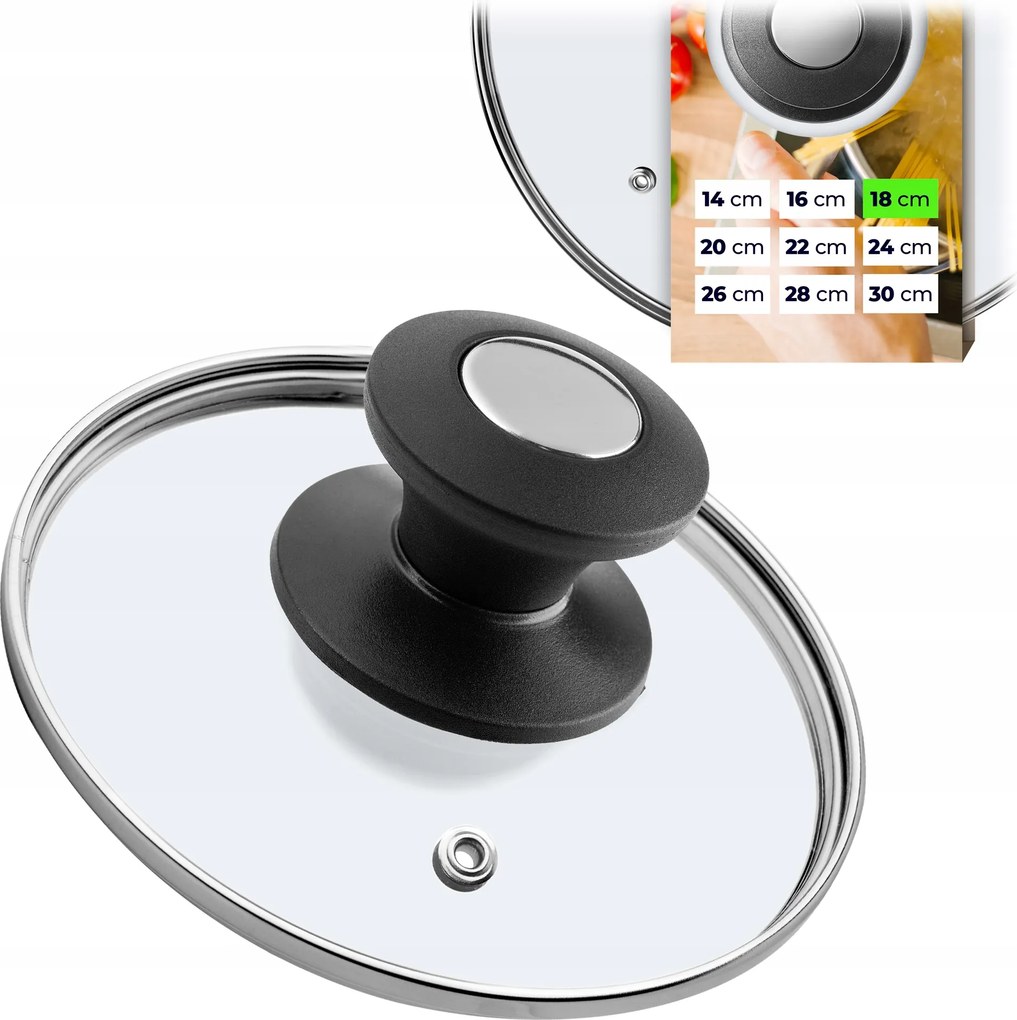 Fedő 18cm Üveg Fedő Serpenyő Edény