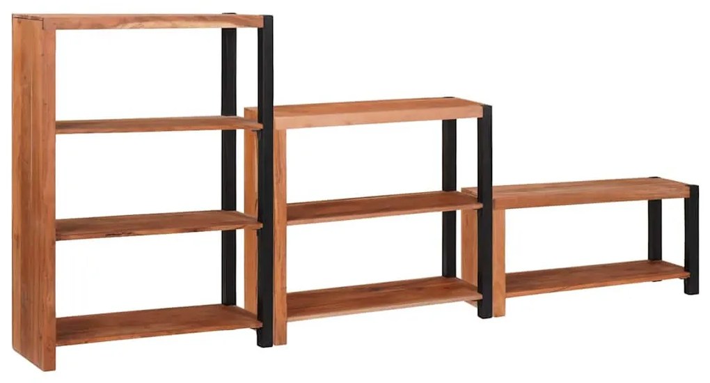 Könyvespolc 3 pcs Barna 80 x 30 x 110 cm Tömör akácfa
