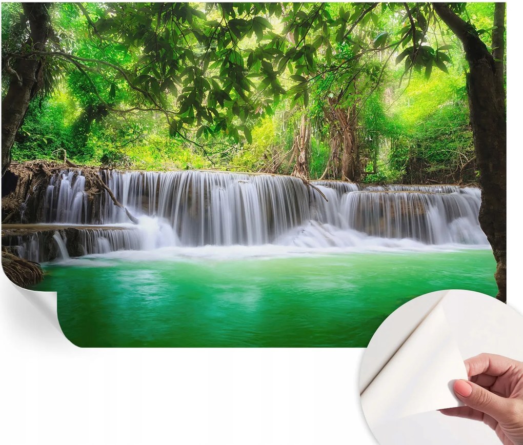 Dekoratív öntapadós fotótapéta Hálószobába Erdei vízesés 152x104 cm