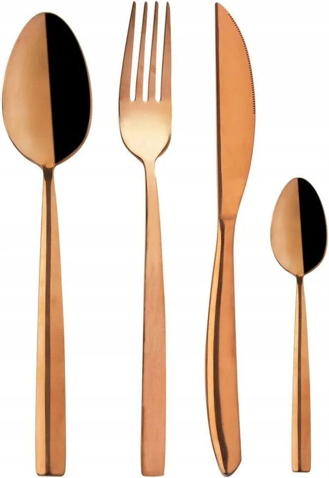 Réz acél evőeszköz készlet 6 személyes 24 részes elegáns