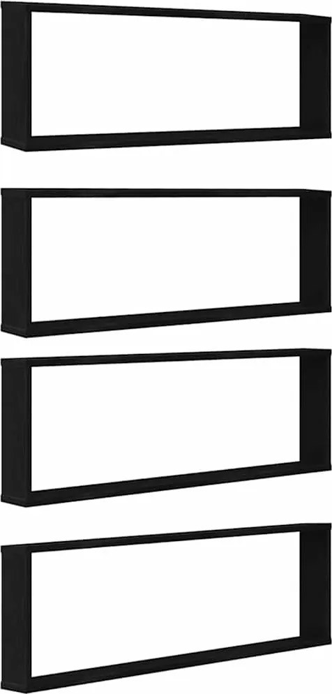 vidaXL 4 db fekete tölgyszínű szerelt fa fali kockapolc 100x15x30 cm