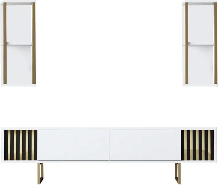 Tévés szekrény polcokkal White and Gold sorozat