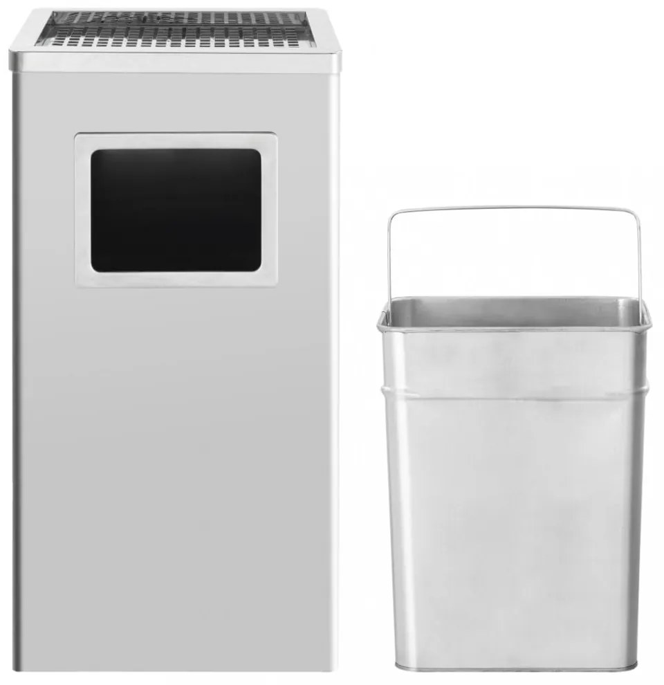 rozsdamentes acél szemeteskuka hamutartóval 45 liter
