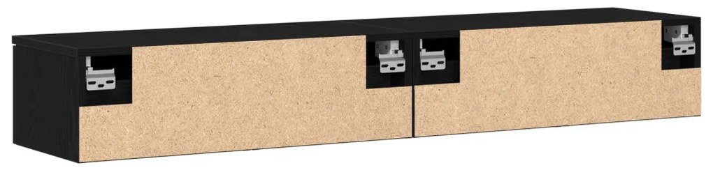 Fali Szekrények 2 db Fekete tölgy 68x30x20 cm Mérnöki Fa