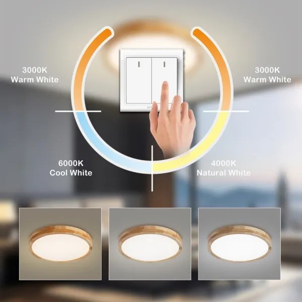Brilagi - LED mennyezeti lámpa WOODLINE LED/24W/230V 3000/4000/6000K tölgy átm. 30 cm