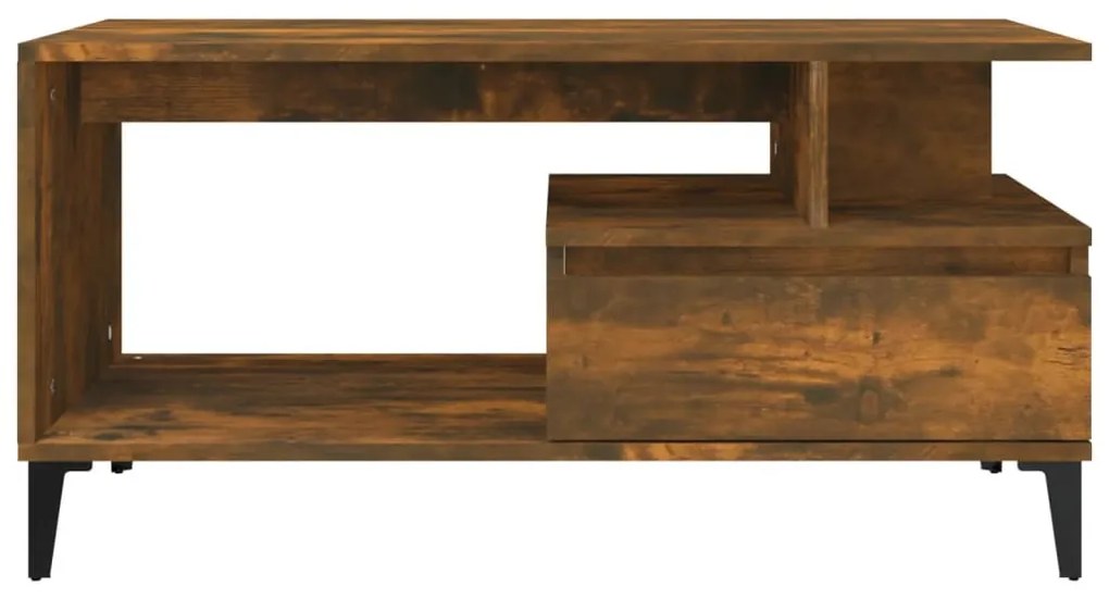 Füstös tölgy színű szerelt fa dohányzóasztal 90x49x45 cm