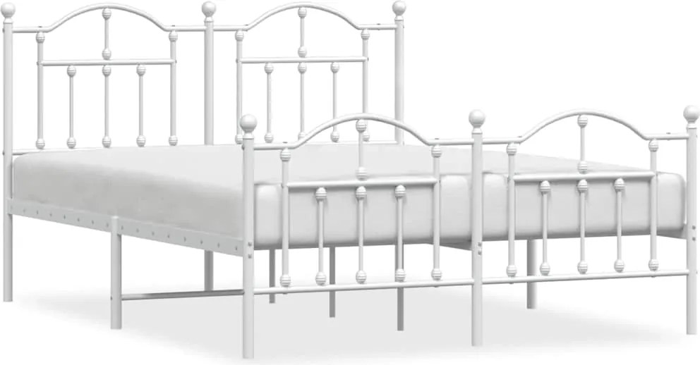 vidaXL fehér fém ágykeret fej- és lábtámlával 140 x 190 cm