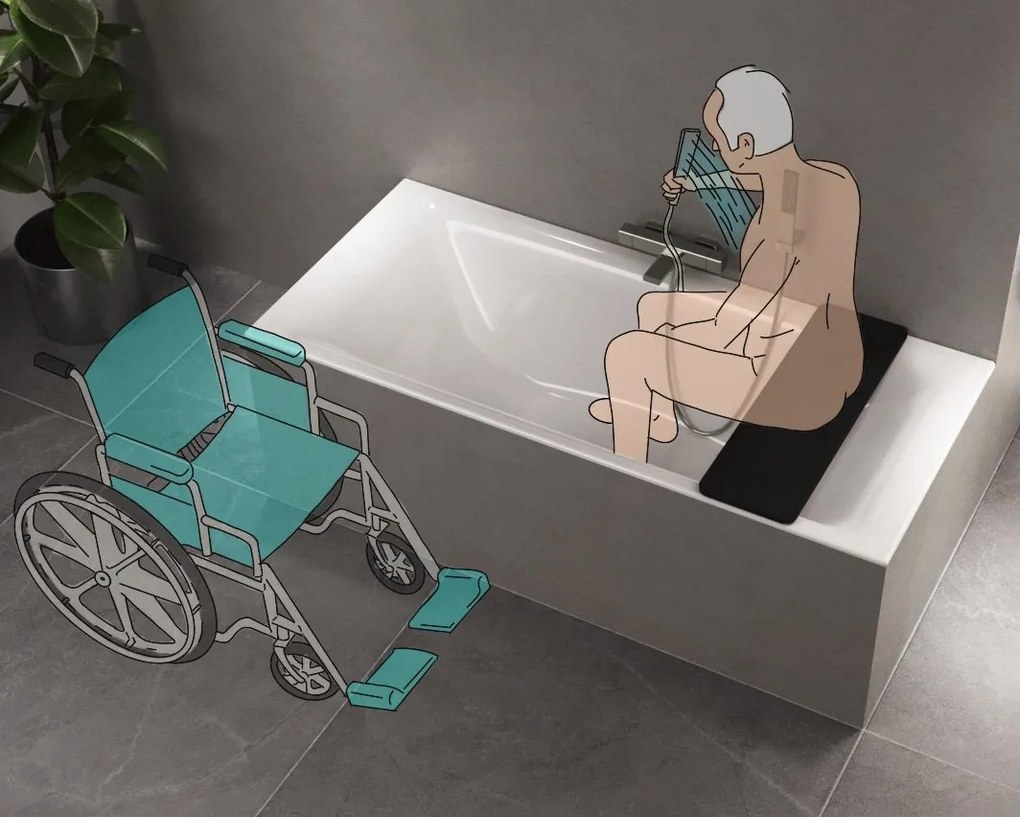 Sapho, UNIVERZÁLIS fürdőülés, 70x25 cm, fekete