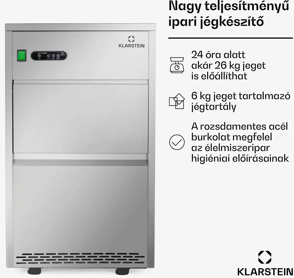 Klarstein Powericer XXL, jégkocka készítő, ipari berendezés légkocka gyártáshoz, 160 W