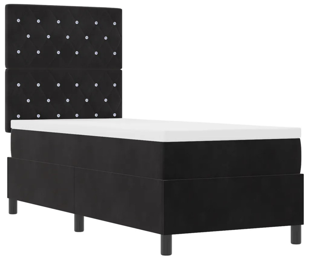 Boxspring Ágy Matrac és LED Fekete 80x200 cm Bársonyos