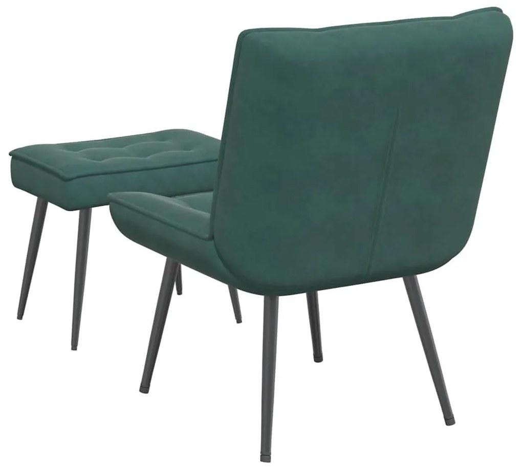 sötétzöld bársony pihenőfotel lábtartóval