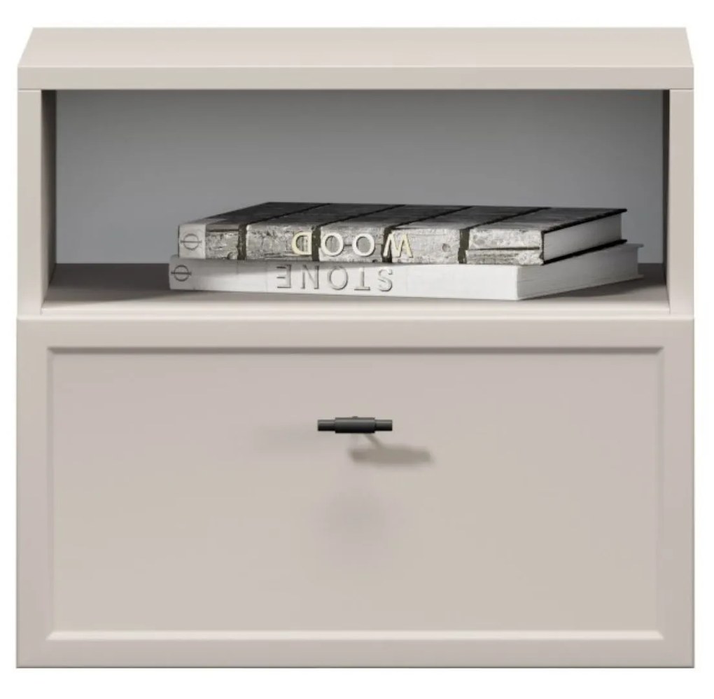 Lorini fali éjjeliszekrény fiókkal 45 cm - kasmír / fekete T-bar fogantyú