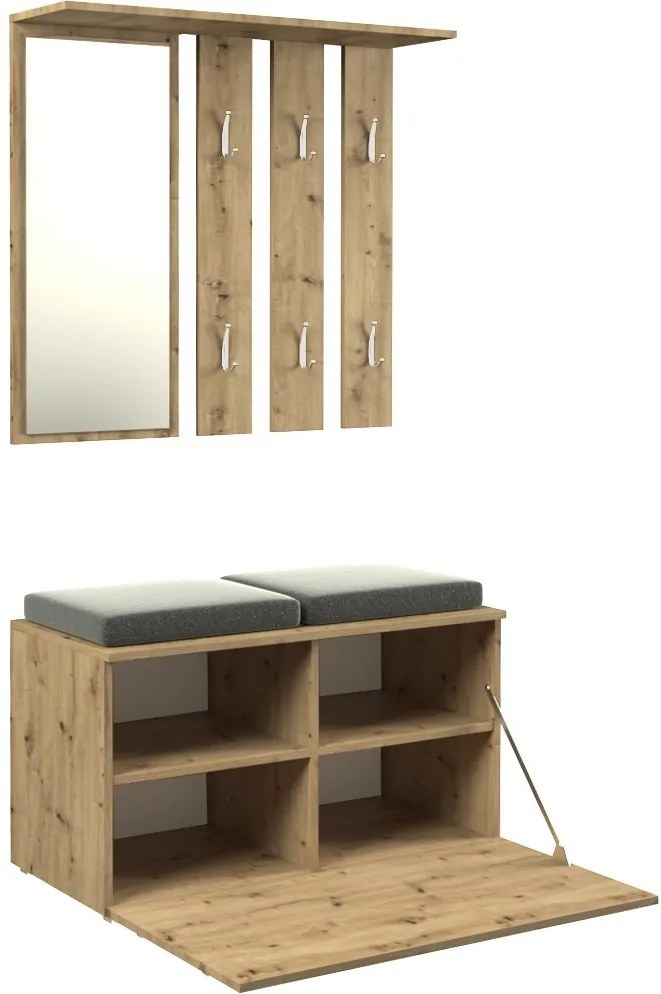 Shannan Opal előszobafal, 85x45x35 cm, tölgy