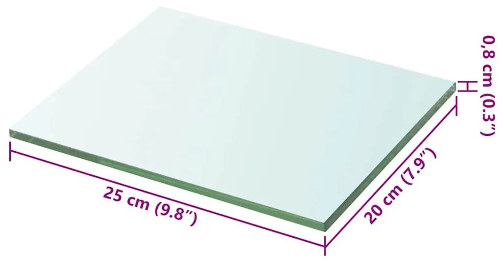 2 db átlátszó üveg paneles polc 20 x 25 cm
