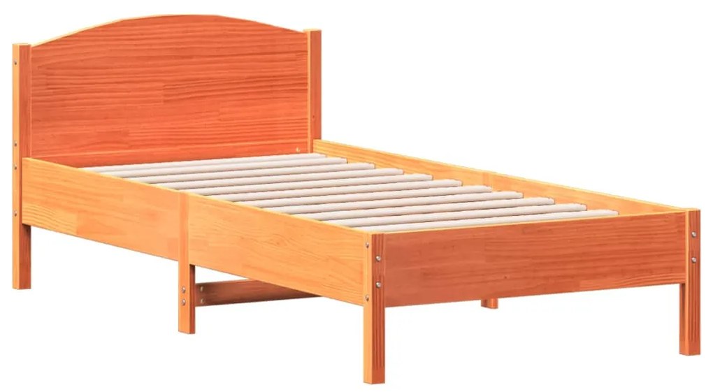 viaszbarna tömör fenyőfa ágy matrac nélkül 90 x 190 cm