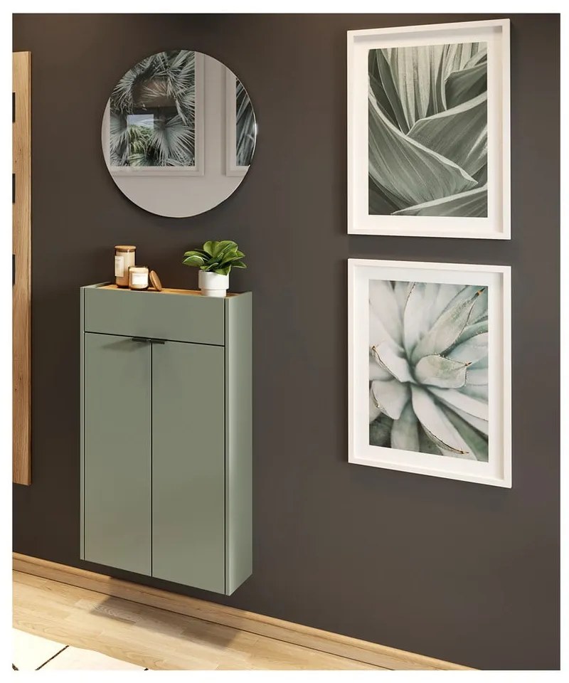 Zöld-natúr színű előszoba bútor Ameca – Germania