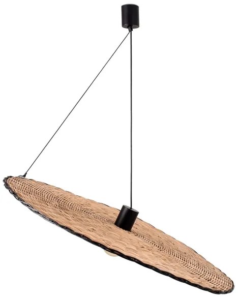 FARO 68590-70 - Csillár zsinóron COSTAS 1xE27/15W/230V á. 100 cm fekete/rattan