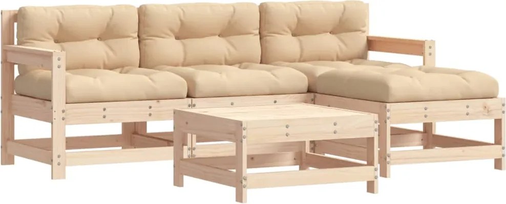 vidaXL 5 részes tömör fa kerti ülőgarnitúra párnával