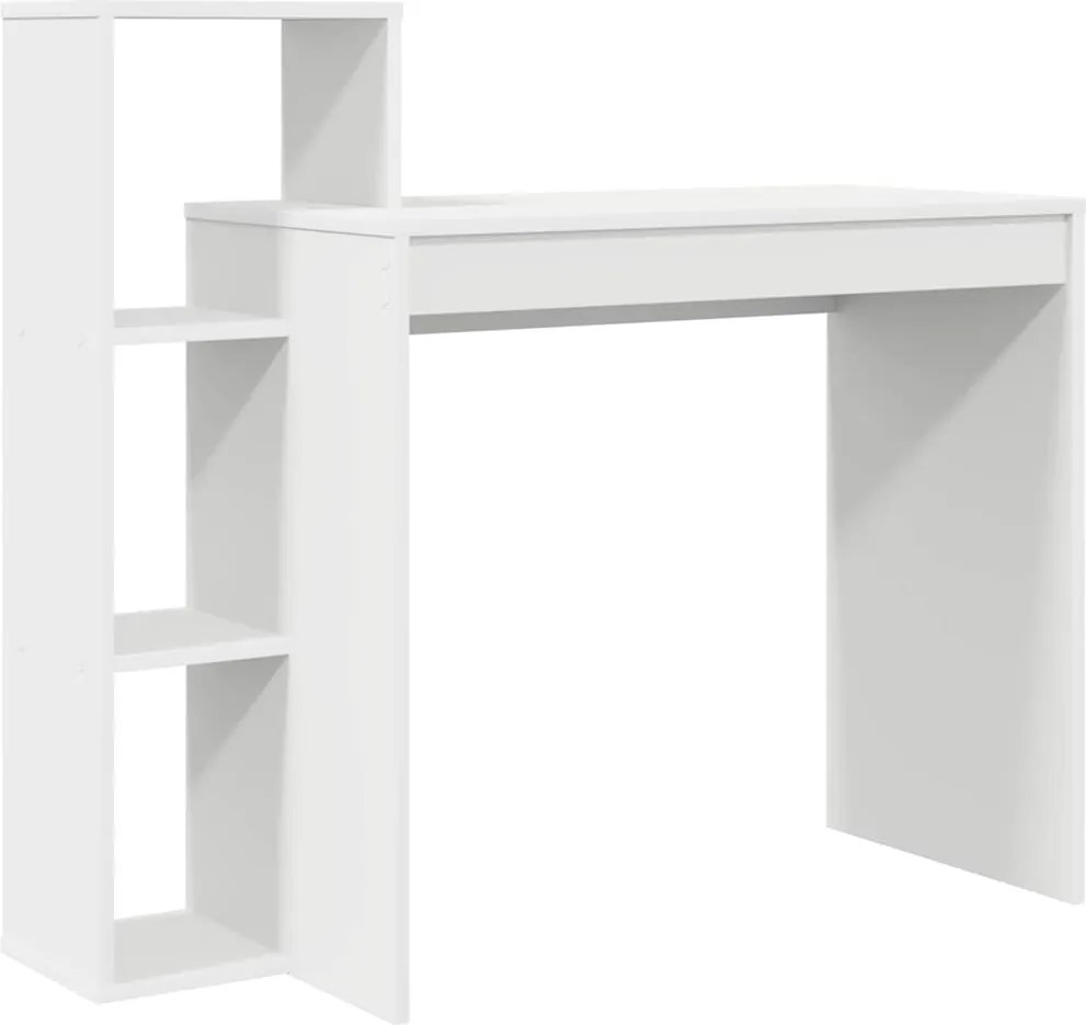 vidaXL Asztal polcokkal tárolóval Fehér 100 x 40 x 90 cm Faanyag