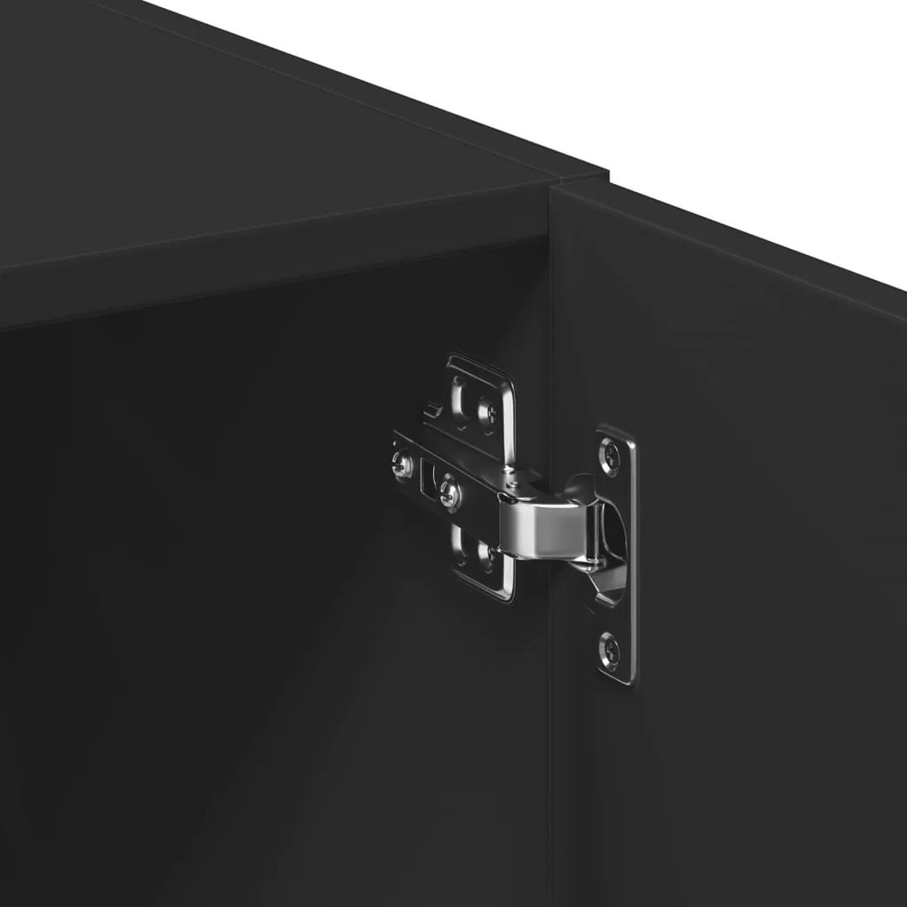 fekete szerelt fa magasszekrény 80 x 42,5 x 249 cm