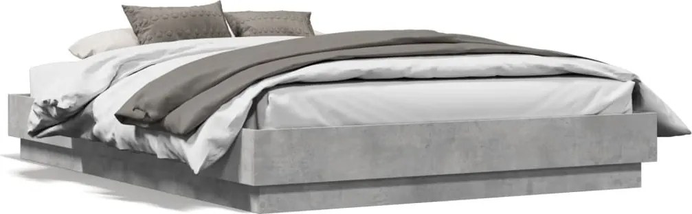 vidaXL betonszürke szerelt fa ágykeret 120 x 190 cm